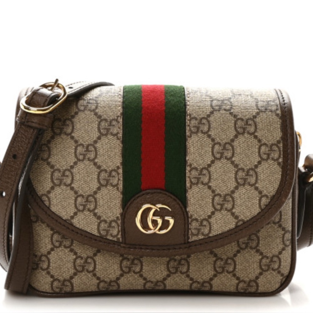GG Supreme Monogram Mini Ophidia Flap Shoulder Bag